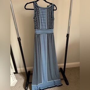 Max Studio Navy and White Geometric Maxi Dress